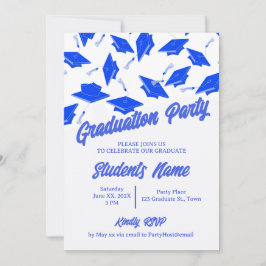Blå och Vit Examen Banner Foto Gradtjej Party Inbjudningar