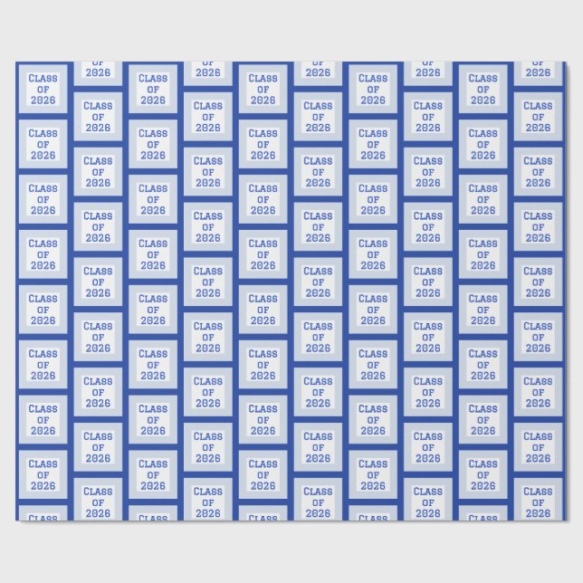 Blå och Vit Examen Inpackningspapper | 2026 Presentpapper (Platt)