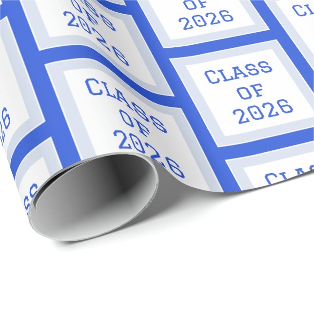 Blå och Vit Examen Inpackningspapper 2026 Presentpapper (Rullad Hörn)