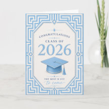Blå och Vit Examenkort 2026