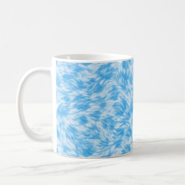 Blå och vit falsk päls effekt kaffemugg (Vänster)