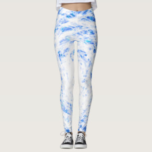 Blå och vit färg - färgning leggings