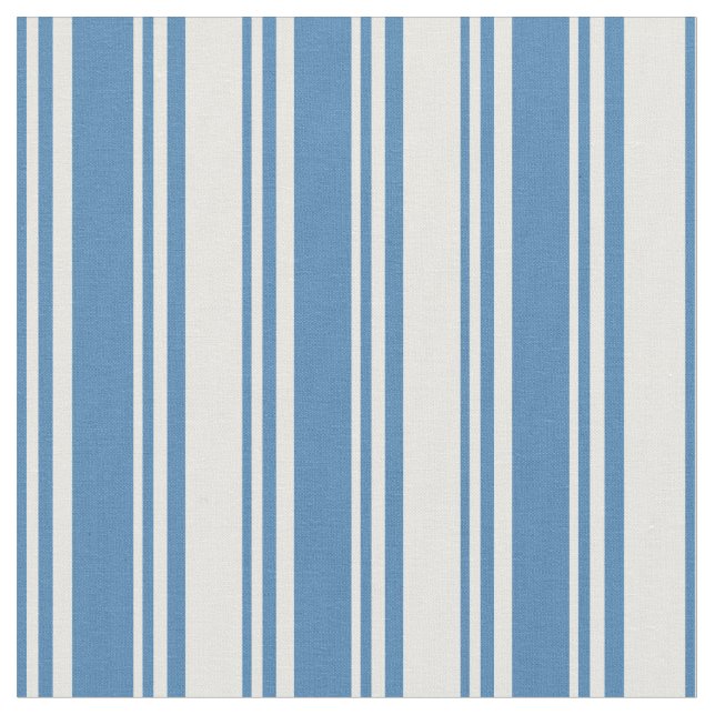 Blå och vit Färgad Linjer/Rand Mönster Tyg (Närbild)