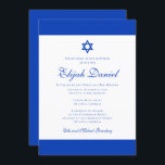 Blå och vit| Färger Israel Pub Mitzvah Inbjudningar<br><div class="desc">bestående av elegant- och serif-typografi,  Allt mot en bakgrund av blå och vit bakgrund. 

Detta är designad av Select Party Supplies,  exklusiv för Zazzle.

Finns här:http://www.zazzle.com/selectpartysupplies</div>