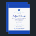 Blå och vit| Färger Israel Pub Mitzvah Inbjudningar<br><div class="desc">bestående av elegant- och serif-typografi,  Allt mot en bakgrund av blå och vit bakgrund. 

Detta är designad av Select Party Supplies,  exklusiv för Zazzle.

Finns här:http://www.zazzle.com/selectpartysupplies</div>