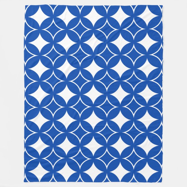 Blå och vit fartygspart mönster fleecefilt (Framsidan)