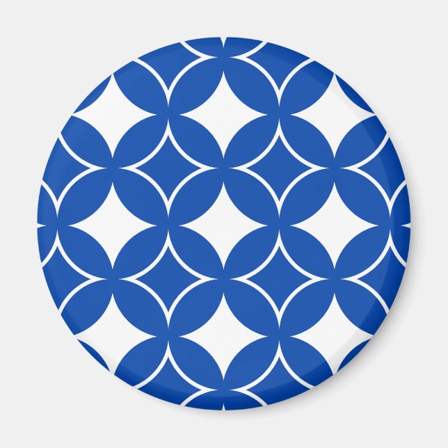 Blå och vit fartygspart mönster magnet (Framsidan)