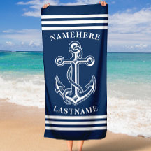 Blå och vit fästpunkt med Rope-anpassad namntext