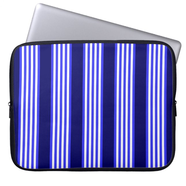 Blå och vit fem rand mönster laptop fodral (Framsidan)