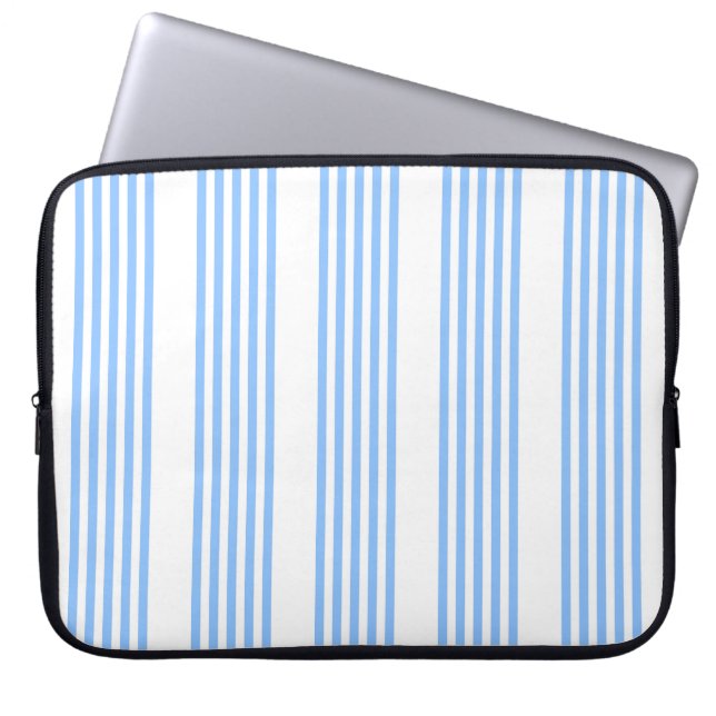 Blå och vit fem rand mönster laptop fodral (Framsidan)