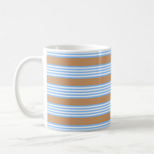 Blå och vit fem rand mönster med kaffe kaffemugg