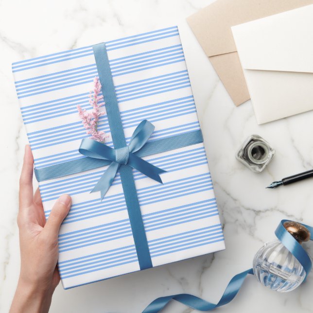 Blå och vit fem rand mönster presentpapper (Gifting)