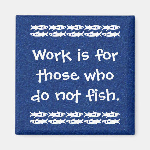 Blå och vit fiskeutsaga magnet