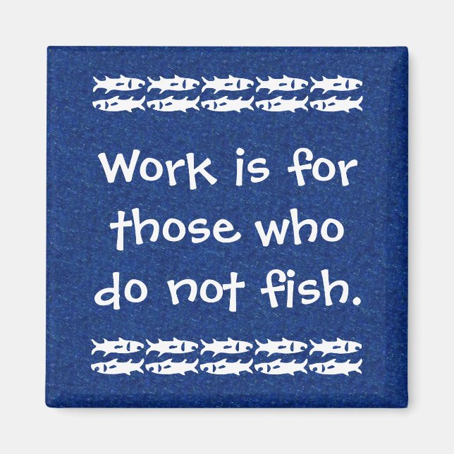 Blå och vit fiskeutsaga magnet (Framsidan)