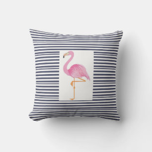 Blå och vit flamingokudde av rand kudde