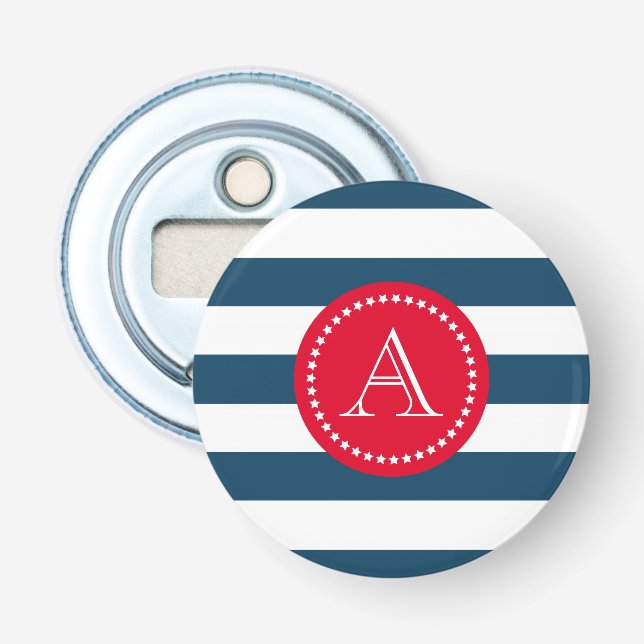 Blå och vit flotta mönster flasköppnare (Framsidan)