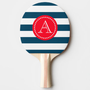Blå och vit flotta mönster pingisracket