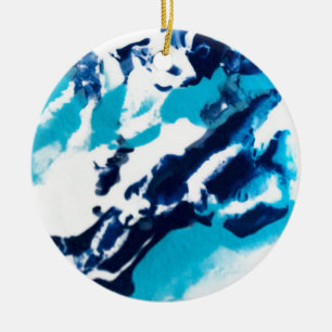 Blå och vit fluid Marble Julgransprydnad Keramik