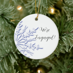 Blå och vit Förlovning av snöflingor Julgransprydnad Keramik
