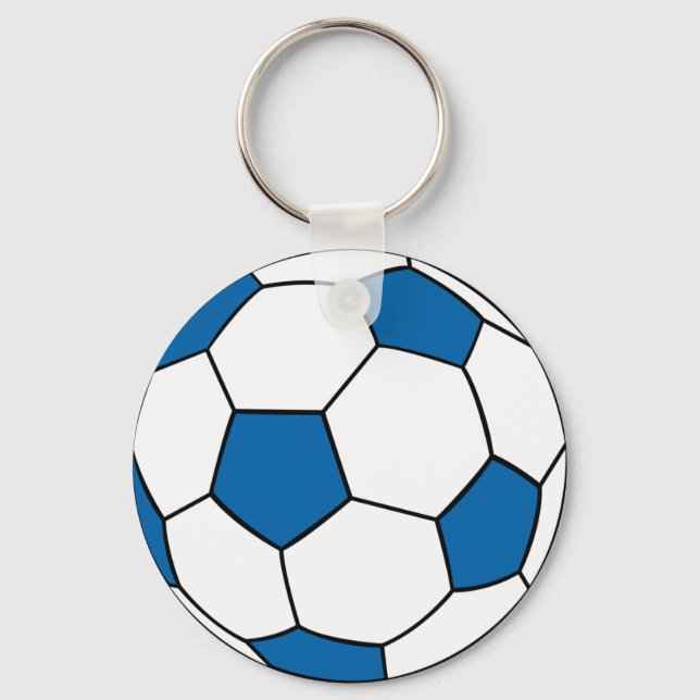 blå och vit fotboll nyckelring (Framsida)