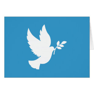 Blå och vit fredsduva med Olive Gren Hälsningskort