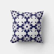 Blå och vit | Geometric Mönster | Hampton Stil