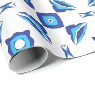 Blå och vit geometrisk mönster presentpapper