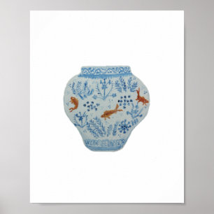 Blå och vit Ginger Burk Art Skriv ut Poster