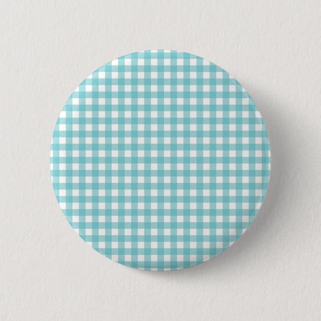 Blå och vit Gingham-design Knapp (Framsida)