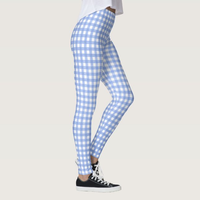 Blå och vit gingham mönster leggings (Höger)