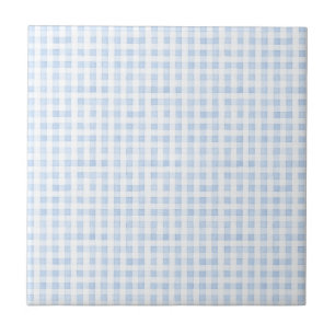 Blå och vit Gingham Vintage Design Kakelplatta