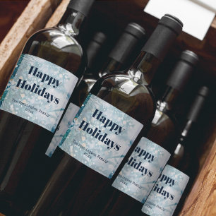 Blå och vit Glad helg Vin Gift Vin-etikett Vinflaska Etikett