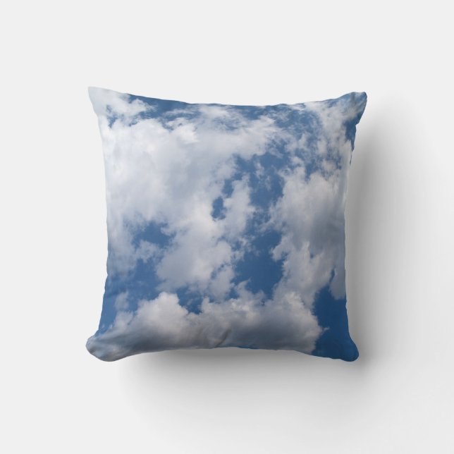 Blå och vit grumlig Himlar Pillow Kudde (Framsida)