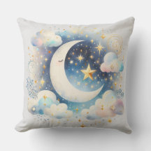 Blå och vit halvmåne Celestial Boho Modern