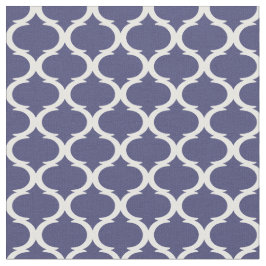 Blå och vit hampton Quatrefoil Trellis Tyg