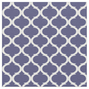 Blå och vit hampton Quatrefoil Trellis Tyg