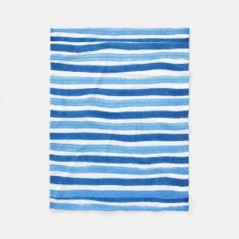 Blå och vit handmålad rand fleecefilt