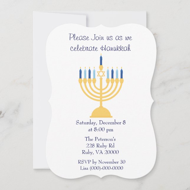 Blå och vit Hanukkah-fest Inbjudningar (Framsida)