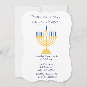 Blå och vit Hanukkah-fest Inbjudningar