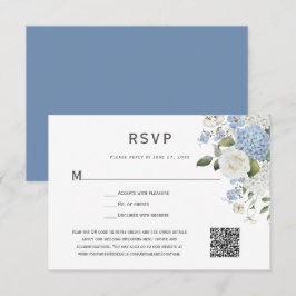Blå och vit Hydrangea, Vit ros Blommigt OSA Kort