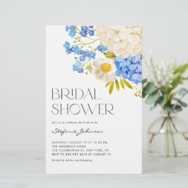 Blå och vit Hydrangeas Inbjudningskort för möhippa