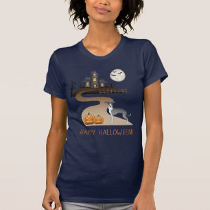 Blå och vit Iggy och Halloween-spökhus T Shirt