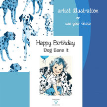 Blå och vit Illustrated Dalmatian | Födelsedag