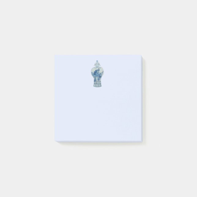 Blå och vit ingefära Burk Post-it Block (Framsida)