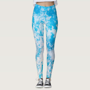 Blå och vit isplanet yta leggings