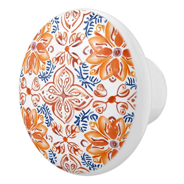 Blå och vit italiensk bricka knopp (Höger)