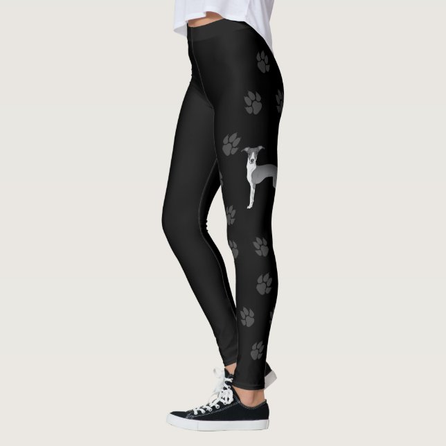 Blå och vit italiensk greyhound Hund med Tass Leggings (Vänster)