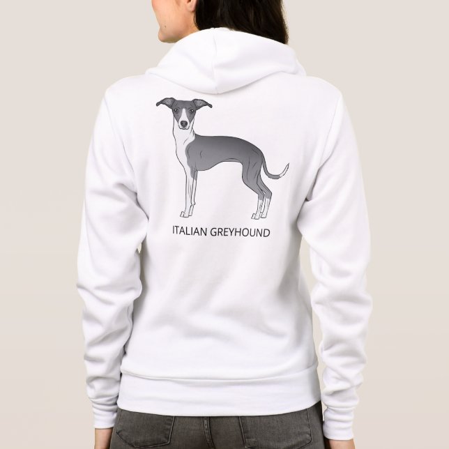 Blå och vit italiensk greyhound med Anpassningsbar T Shirt (Baksida)