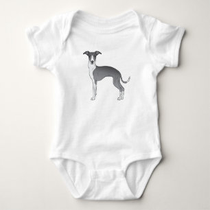 Blå Och Vit Italiensk Mops Söt Tecknad Hund T Shirt