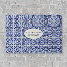 Blå och vit italiensk Stil - egen text